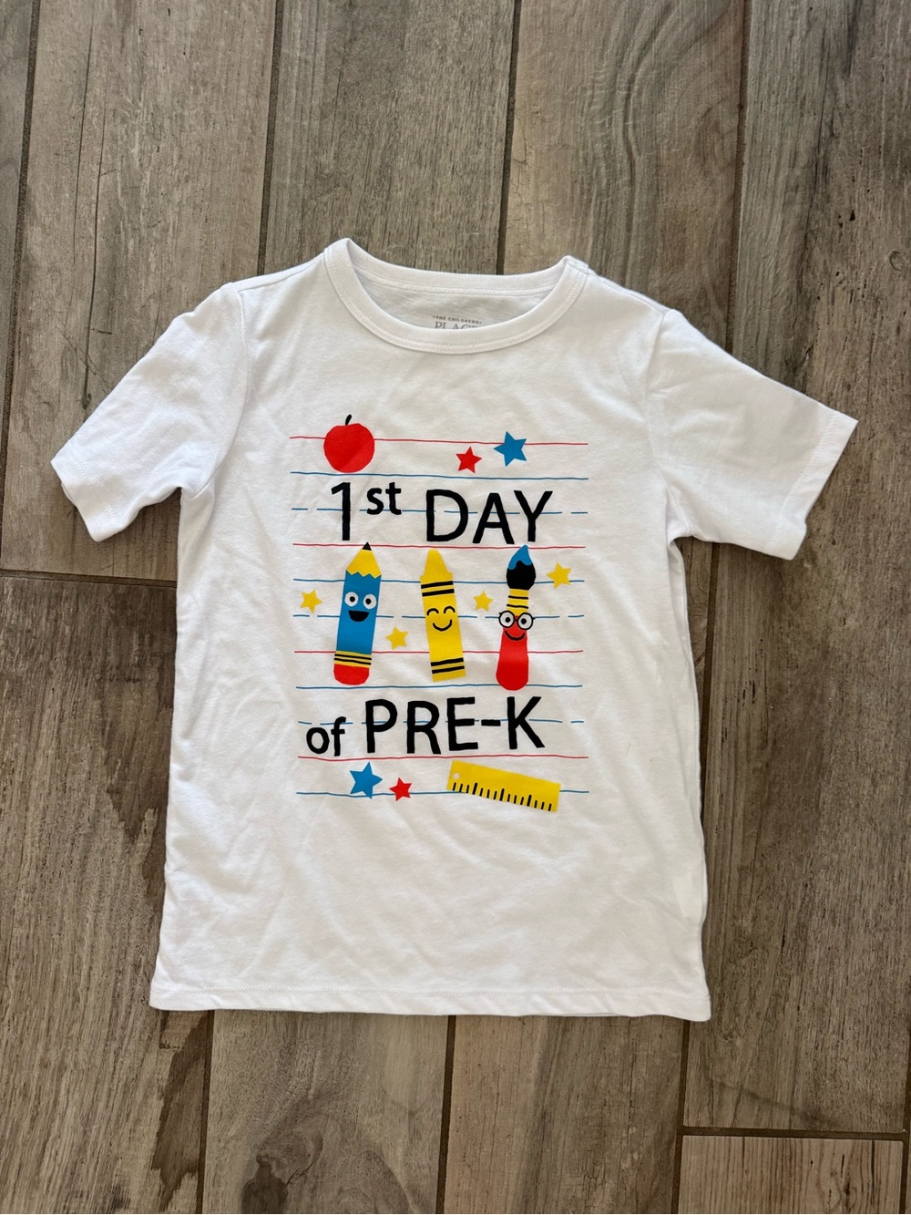 White "1st Day of Pre-K" Short Sleeve Kids T-Shirt